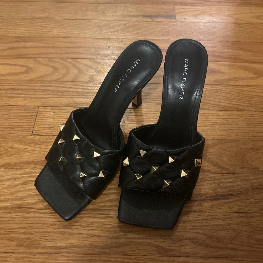 Mark Fisher edgy awesome black and gold sandals